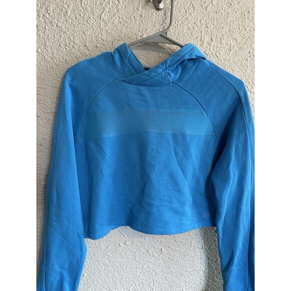 Gymshark Cropped Hoodie Women's Small Sweatshirt Workout Active Blue - Picture 2 of 6